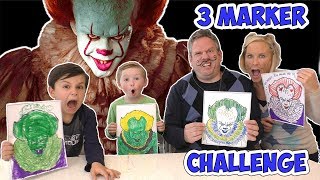 3 Marker Challenge Halloween Edition 3 Pennywise Hello Neighbor Minion Jason Vorhees  DavidsTV [upl. by Enelec513]