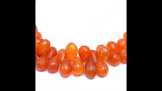 Carnelian Natural Drop Briolette Facet Cut VVS Clarity Sandstone Orange Color Drilled Gemstone [upl. by Casia]