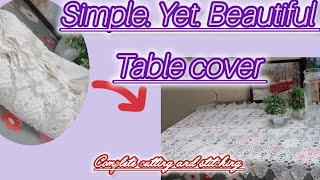 Table cover cutting and stitching  Made from net fabric  complete tutorial [upl. by Ilan]