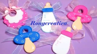 Distintivos para BABY SHOWER  Baby Shower souvenirs DIY [upl. by Sisxela]