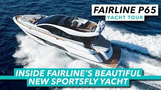 Inside Fairlines beautiful new sportsfly yacht  Fairline Phantom 65 full tour  MBY [upl. by Cicily]