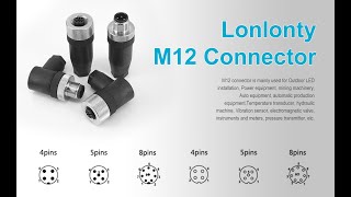 Lonlonty M12 Socket Panel Aviation Wire Connector Industrial Circular Connector Waterproof IP67 [upl. by Htezil868]