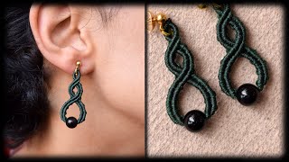 Macramé earrings for beginners step by step  easy macramé tutorial  DIY  Micro macramé [upl. by Sirej887]