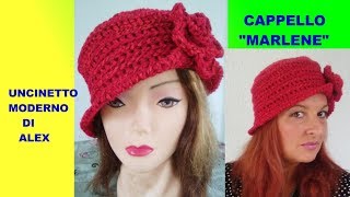 CAPPELLO UNCINETTO quotMARLENEquot EFFETTO RIGATO TUTORIAL ALEX CROCHET [upl. by Pryce]