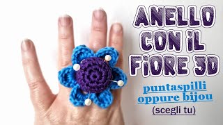 uncinetto facile anello con fiore amigurumi puntaspilli o bijou  idea regalo  BUON NATALE A TUTTI [upl. by Genie387]