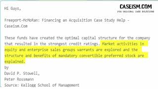 FreeportMcMoRan Financing an Acquisition Case Study Help  CaseismCom [upl. by Corb]