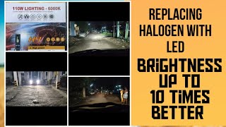 Car HeadlightH4 Halogen bulb OR LED Light H4 LED GeesonicLED lights for CarSwift CarChrisTips [upl. by Aschim]