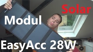 Solar Ladegerät Test EasyAcc 28W Review kostenlos Akkus aufladen [upl. by Aisital700]