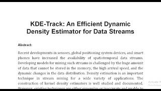 KDE Track An Efficient Dynamic Density Estimator for Data Streams [upl. by Resaec]