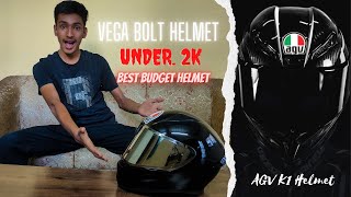 Best Helmet Under 2000  AGV K1 Replica  Vega Bolt Black Helmet to AGV K1  Yash Kukreti [upl. by Leirej]