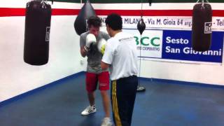 Allenamento boxe con il maestro Kamel Bouali  OPI Gym Boxing Club Milano [upl. by Aneelehs]