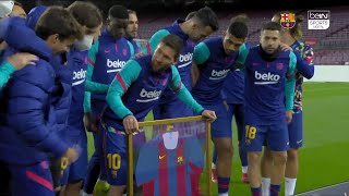 Messi celebrates his appearance record for FC Barcelona [upl. by Idnar]