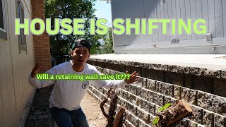 BUIILDING A RETAINING WALL TO STOP HIS HOUSE FROM FALLING EMERGANCY JOB [upl. by Attennot460]