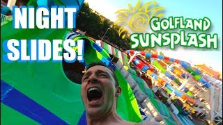 NIGHT SLIDES at GolflandSunSplash Roseville CA [upl. by Ahsal]