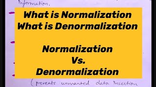 What is Normalization amp Denormalization What are normal forms Normalization Vs Denormalization [upl. by Elacsap830]