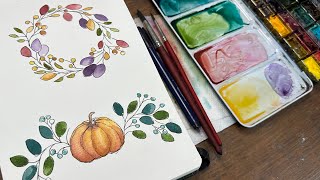 Watercolor Journal Day 136 Fall illustrations [upl. by Gayner]