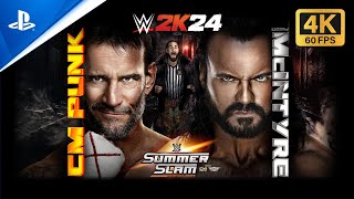 Drew McIntyre vs CM Punk Special Guest Referee Seth Rollins Summerslam Highlights  WWE 2k24 PS5 [upl. by Loyce]