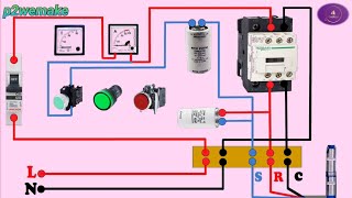 Submersible Starter Connection with Magnetic Contactor  Submersible Water pump Starter wiring [upl. by Emile]