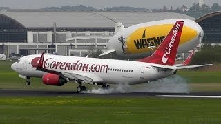 Corendon Airlines Boeing 737800 TCTJG landing in Friedrichshafen FDH HD [upl. by Neellek]