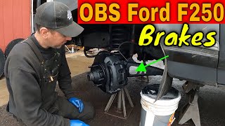 How to Change Brake Pads and Rotors on an OBS Ford F250 or F350 2WD Truck 19921997 [upl. by Alikam]