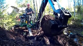 Digging pond continues  Mini towable backhoe minibagger Kellfri [upl. by Lauber831]