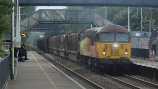 Colasrail 56105 on the Baglan Bay log train through Cwmbran 070824 [upl. by Atteuqram]