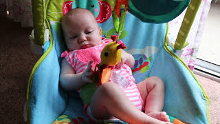 Baby Girl 3 months old Playing In FisherPrice InfanttoToddler Rocker Elephant Friends [upl. by Anitnatsnoc919]