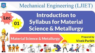 L 01 Introduction to for Material Science amp Metallurgy  Material Science amp Metallurgy  Mechanical [upl. by Dugas]