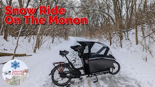 Snow Ride On The Monon Trail In Carmel Indiana [upl. by Ramsa]