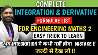 Complete Integration and Derivative Formulae List  Easy Trick to Learn Engineering Mathematics 2 [upl. by Cosenza763]