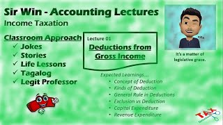 Lecture 01 Deductions from Gross Income Income Taxation [upl. by Aralk]