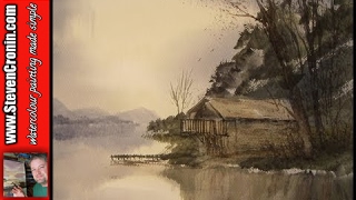 Watercolour painting tutorial of a boathouse on Ullswater [upl. by Aynnek573]