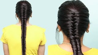 How to Make Fishtail Braid Hairstyles  Easy Braided Hairstyles  Party Hairstyles Tutorials [upl. by Nonnac]