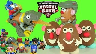 Grimlock and Optimus Prime Mr Potato Head Mixable Mashable Playskool Figure amp Play Doh Surprise Eggs [upl. by Hartzke]