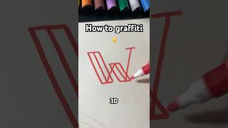 Draw letter W easy tutorial letterart 3d graffiti foryou [upl. by Ecirtnahc]