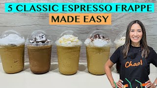 5 EASY CLASSIC COFFEE FRAPPE DRINKS USING ESPRESSO SHOTS RECIPES FOR 16OZ CUPS [upl. by Aicina]