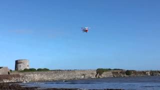 Irish coast guards R116 Sikorsky helicopter fly by at Skerries south beach February 2014 [upl. by Maffa21]