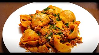 lumaconi mushrooms and meat sauce 🍄🐷🍝 ＃lumaconi meatsauce pastarecipe [upl. by Nisa]