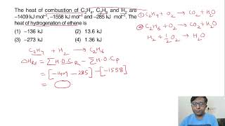 the heat of combustion of c2H4C2H6 and H2 are [upl. by Eslud]