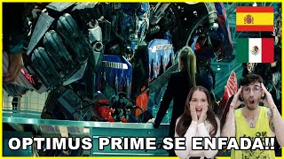 ESPAÑOLES REACCIONAN A DOBLAJE LATINO VS ESPAÑOL DE TRANSFORMERS 3  OPTIMUS PRIME SE ENFADA [upl. by Naggem]