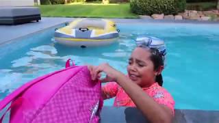 TIANAS SCHOOL BACKPACK IN OUR SWIMMING POOL PRANK Baby Tiana [upl. by Franklin]