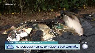 Acidente em Pederneiras Motociclista morreu em acidente com caminhão [upl. by Wachter400]