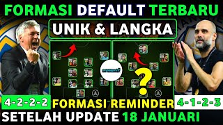 FORMASI DEFAULT TERBAIK YANG UNIK DAN LANGKA REMINDER 18 JANUARI EFOOTBALL 2024 MOBILE [upl. by Llovera]