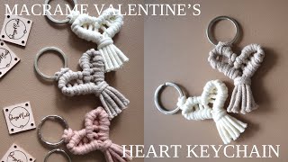 New DIY Macrame Heart Keychain Macramé Valentines Tutorial Sub [upl. by Wiltsey]