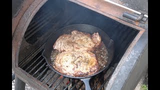 Cast Iron Ribeye Steak On The Grill  Outdoor Cooking [upl. by Morgen]