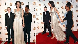 Angelina Jolie Takes Daughter Shiloh amp Zahara For a Red Carpet at Los Angeles [upl. by Nesbitt]