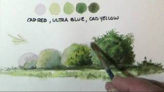 How to paint trees amp bushes in watercolor lessons by Dennis Clark [upl. by Knowle]