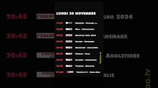 foot à la TV aujourdhui lundi 20 novembre ce soir match direct programme télé diffusion foot TV [upl. by Aivilys]