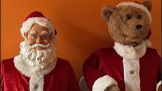 Gemmy 5ft Santa Claus flat base and Santa Bear Review amp setup [upl. by Avlem]