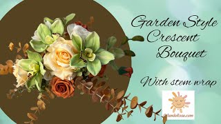 Garden Style Crescent Wedding Bouquet with Stem Wrap diy wedding bouquet [upl. by Ilsa]